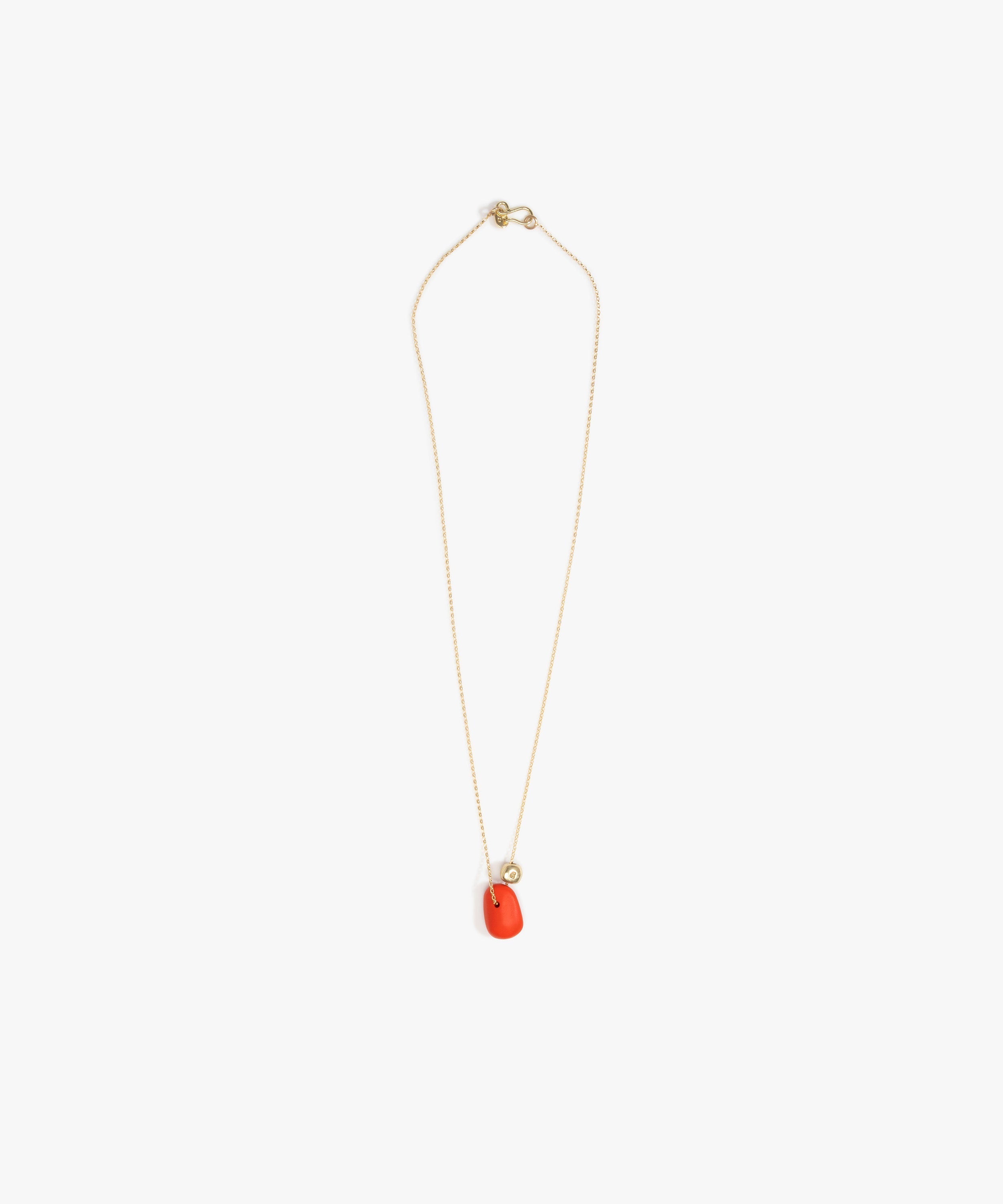 Dinosaur Designs Joie De Vivre Pendant Necklaces in Coral Pop Colour resin with Gold-Filled Material