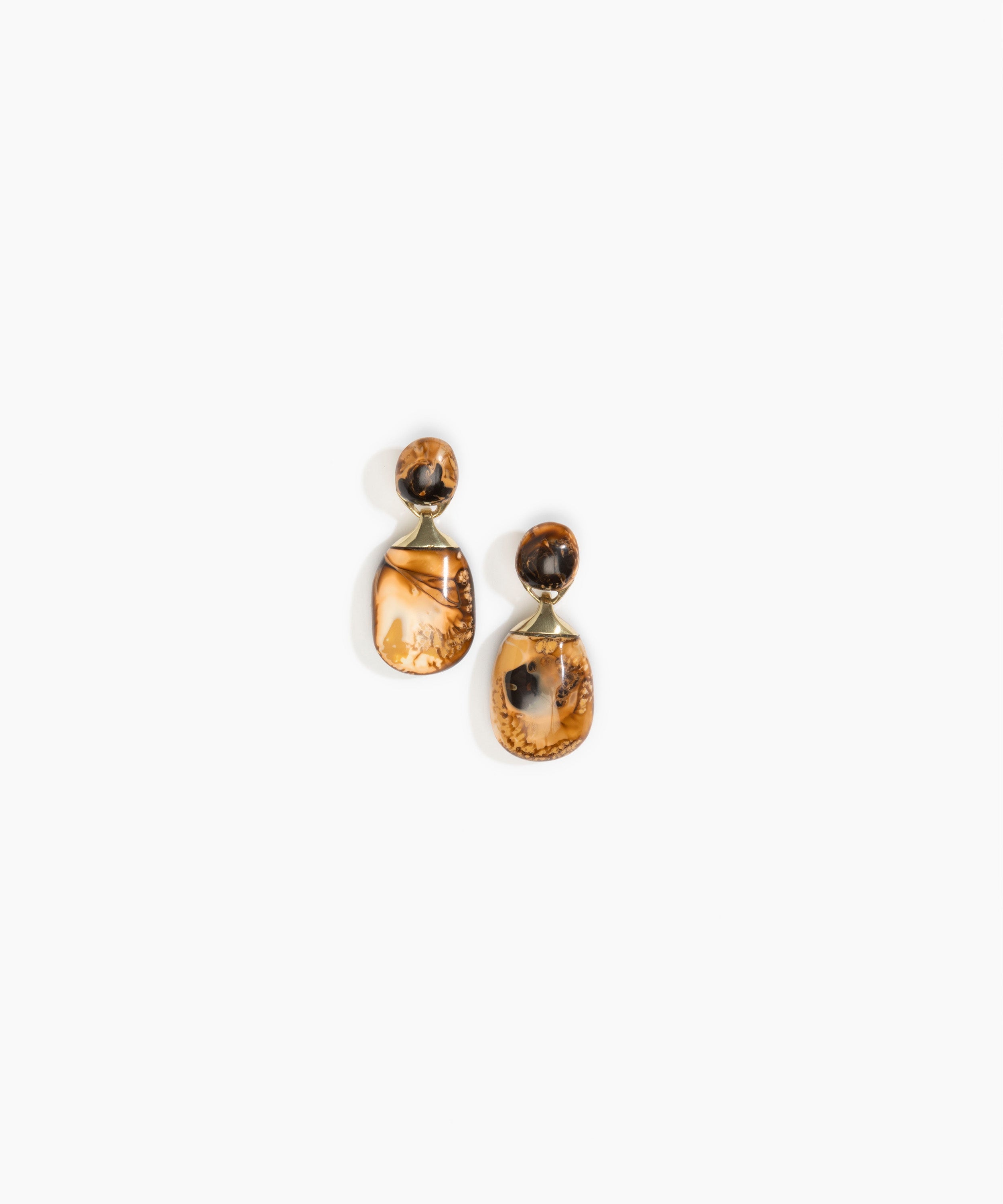 Dinosaur Designs Small River Rock Earrings in Dark Horn Colour resin with Studs Backing