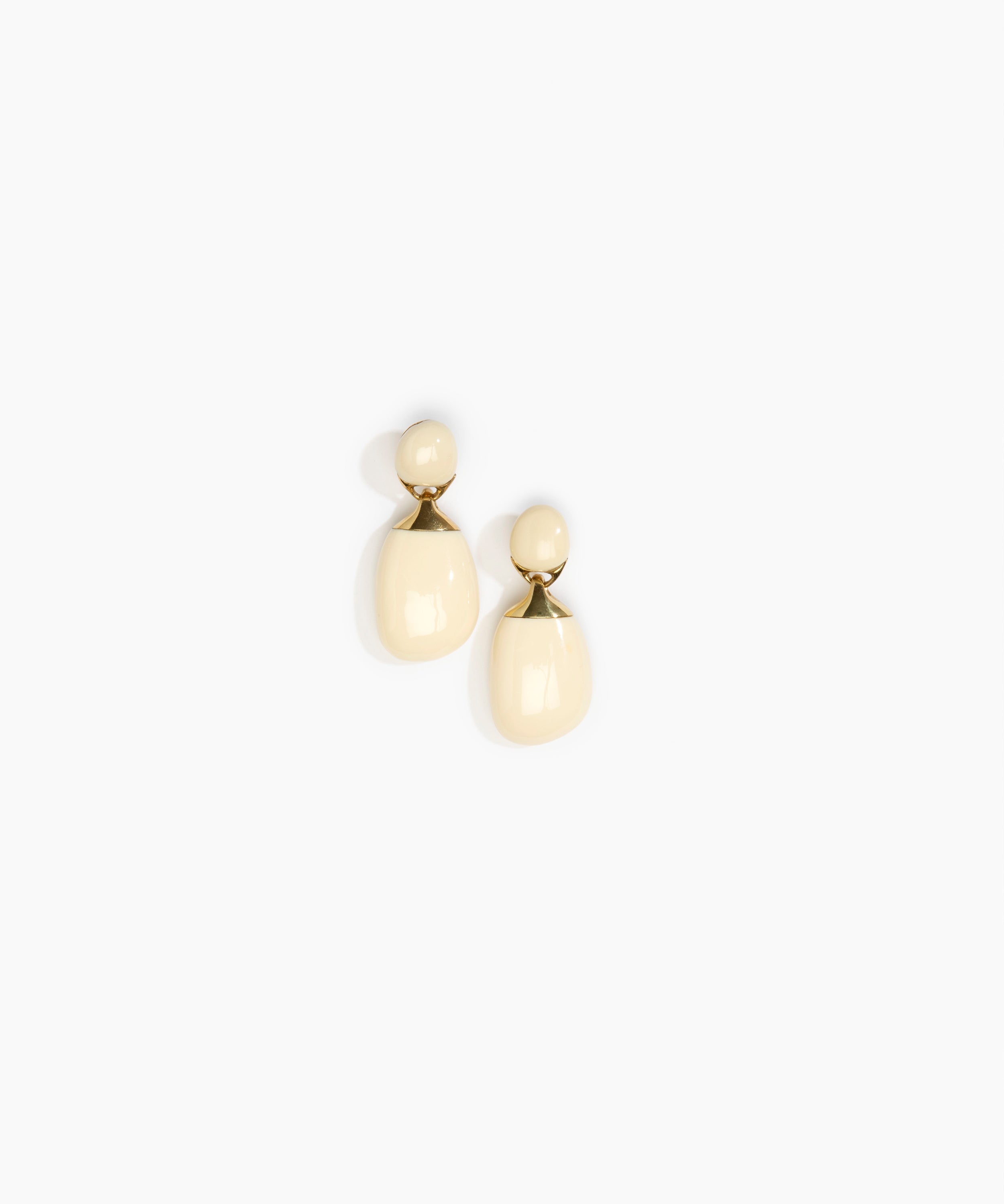 Dinosaur Designs Small River Rock Earrings in Cream Colour resin with Studs Backing