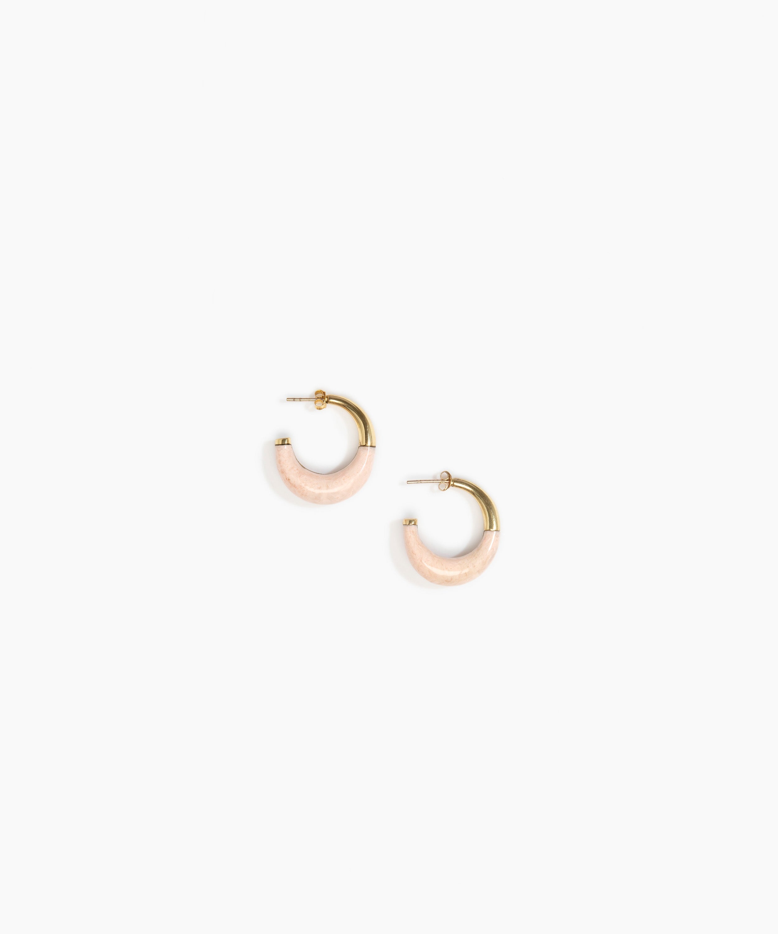 Dinosaur Designs Small Horn Earrings in Rose Swirl Colour resin with Nano-Coated Brass Material.