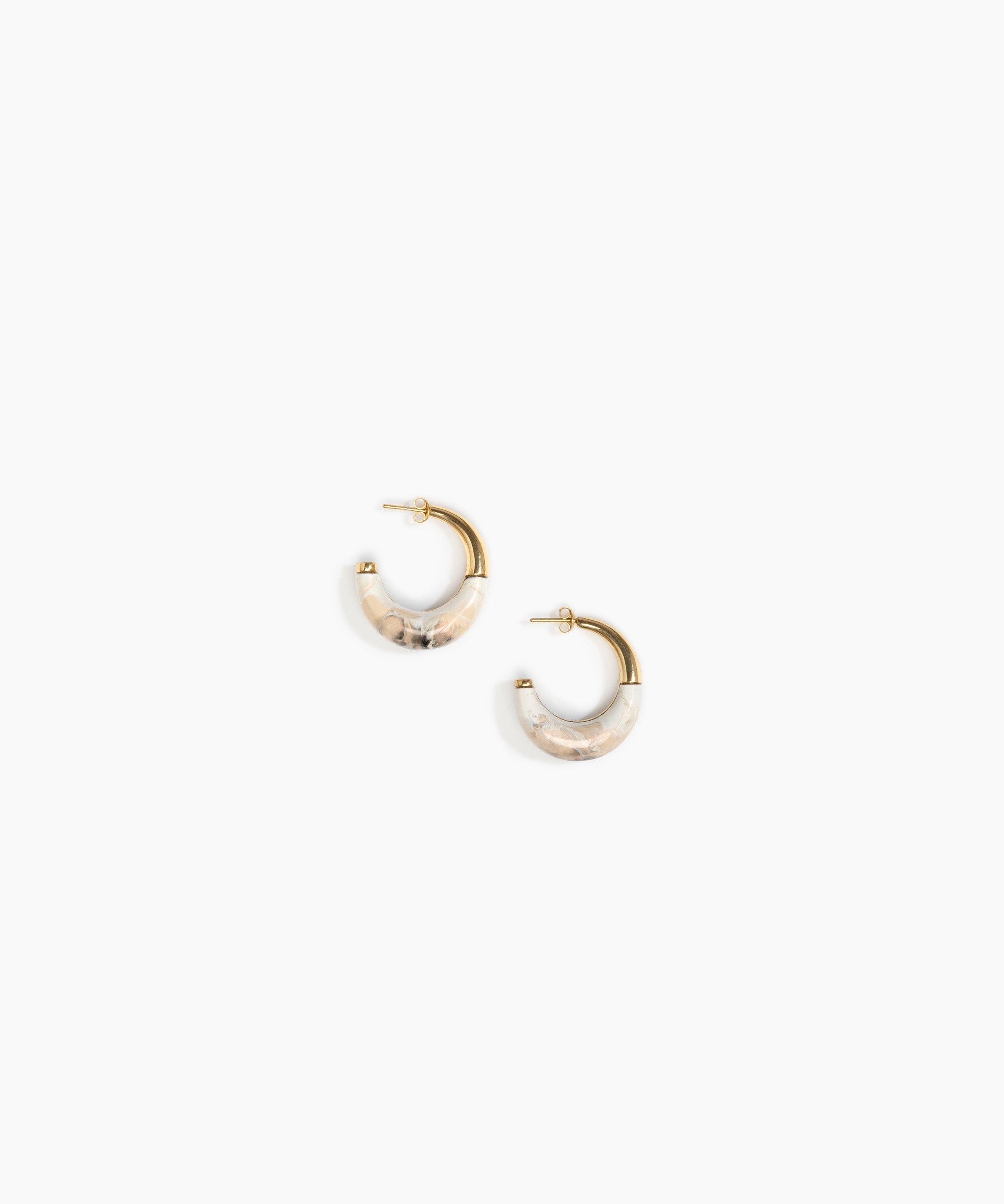 Dinosaur Designs Small Horn Earrings in Sandy Pearl Colour resin with Nano-Coated Brass Material