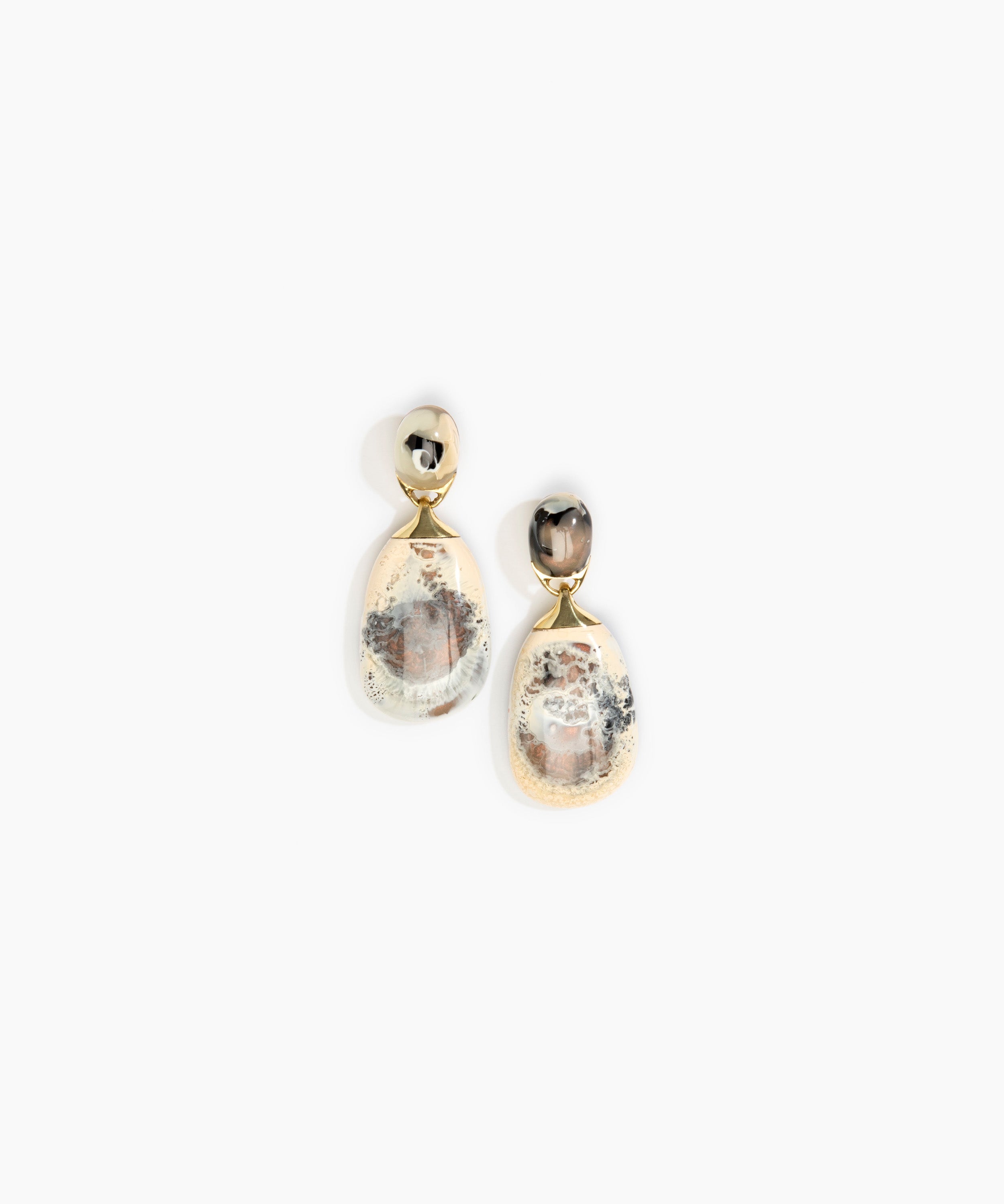 Dinosaur Designs Large River Rock Earrings in Sandy Pearl Colour resin with Studs Backing.