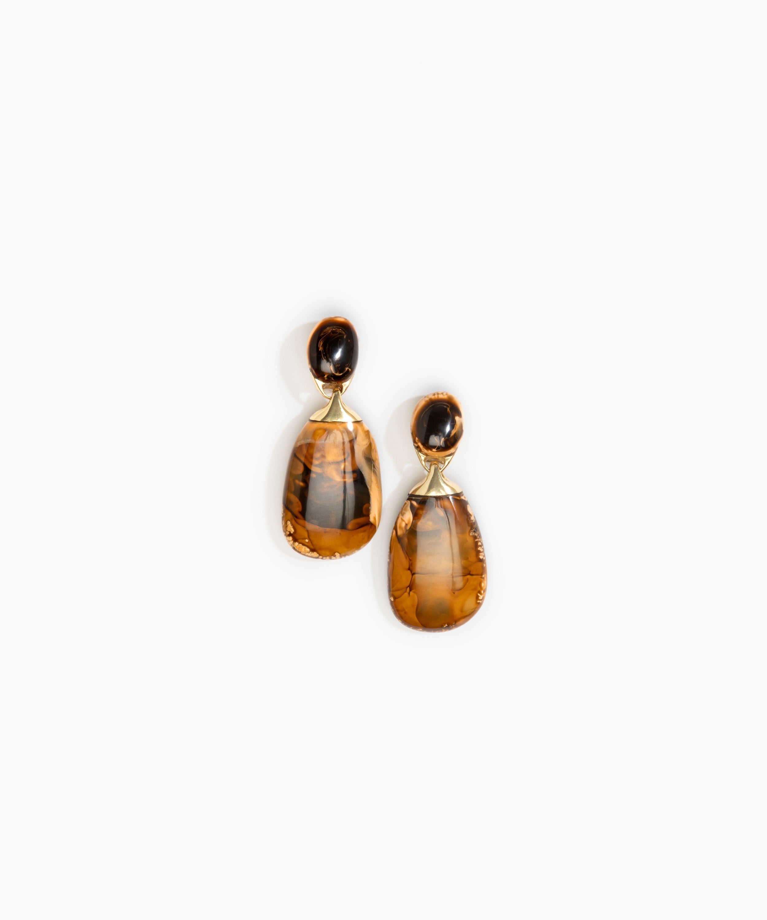 Dinosaur Designs Large River Rock Earrings in Dark Horn Colour resin with Studs Backing