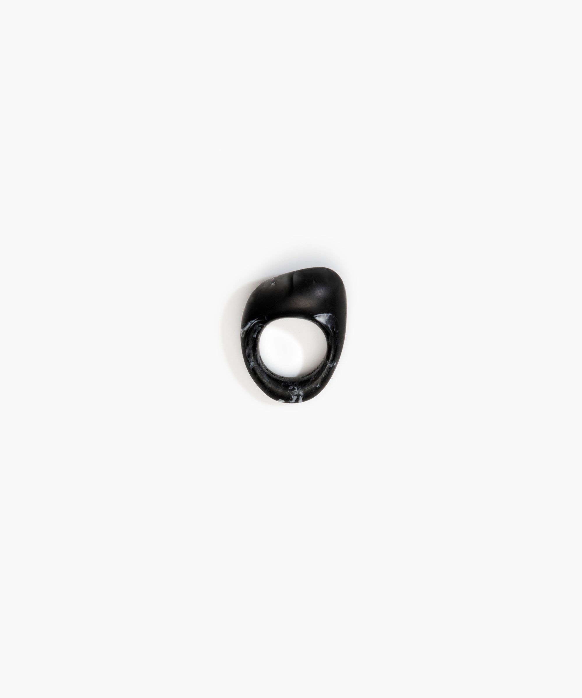 Dinosaur Designs Pebble Ring in Black Marble Colour resin with Regular Fit