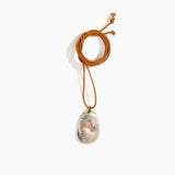 Dinosaur Designs River Rock Pendant on Leather in Sandy Pearl Colour resin.