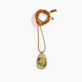 Dinosaur Designs River Rock Pendant on Leather in Malachite Colour resin..