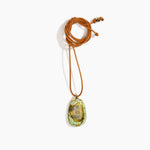 Dinosaur Designs River Rock Pendant on Leather in Malachite Colour resin.