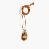 Dinosaur Designs River Rock Pendant on Leather in Dark Horn Colour resin