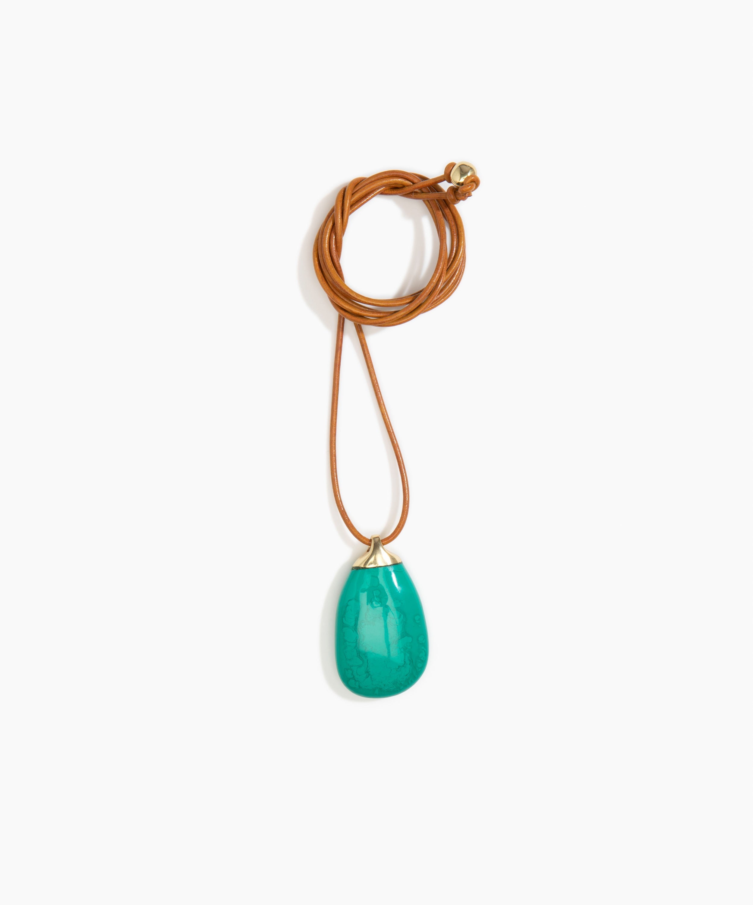Dinosaur Designs River Rock Pendant on Leather in Mineral Swirl Colour resin.