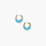 Dinosaur Designs Small Horn Hoop Earrings in Sky Colour resin with Nano-Coated Brass Material
