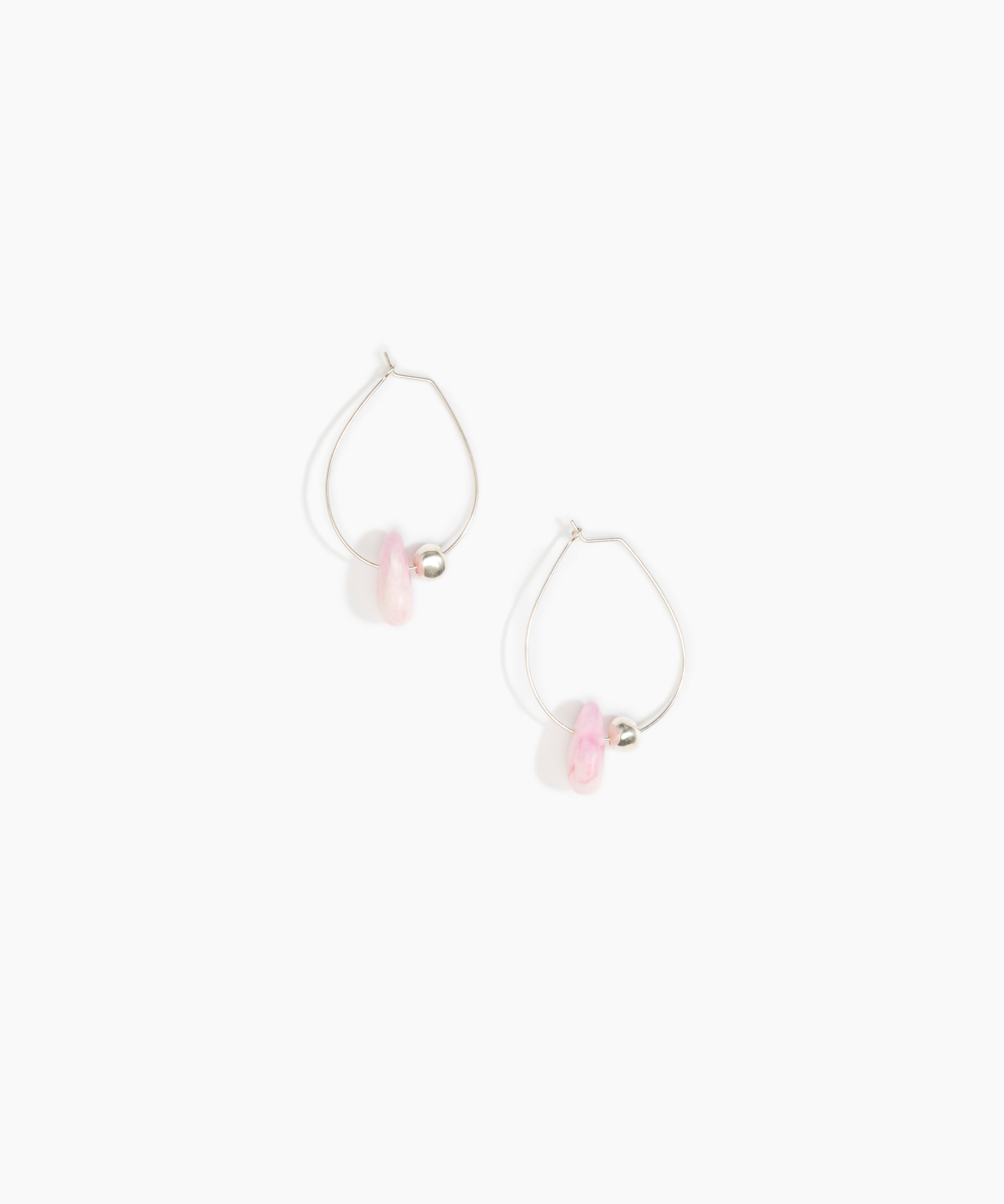 Dinosaur Designs Joie De Vivre Hoop Earrings Earrings in Shell Pink Colour resin with 925 Sterling Silver Material