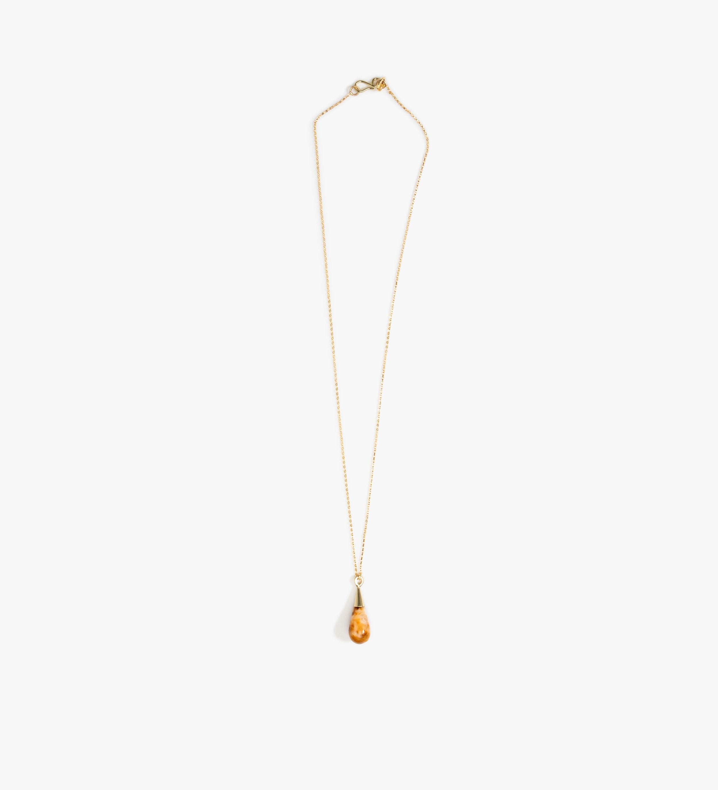 Dinosaur Designs Dew Drop Pendant Necklaces in Light Horn Colour resin with Gold-Filled Material