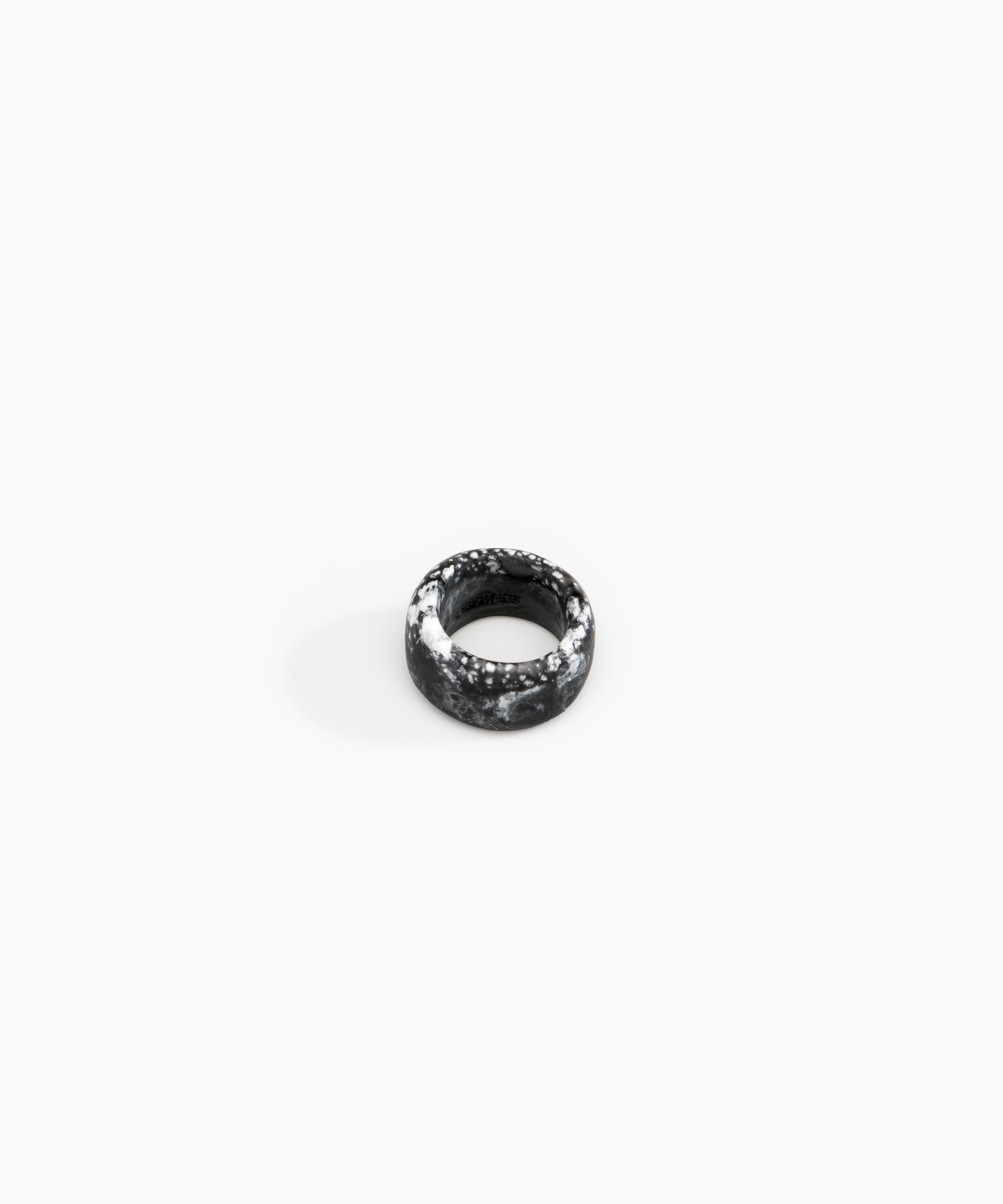 Dinosaur Designs Band Ring in Black Marble Colour resin with Wide Fit...