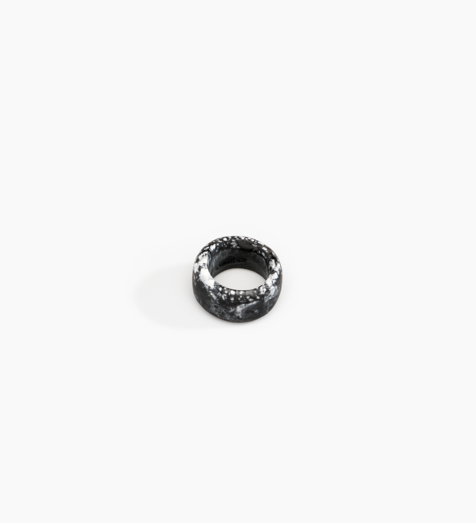 Dinosaur Designs Band Ring Rings in Black Marble Colour resin with Wide Fit