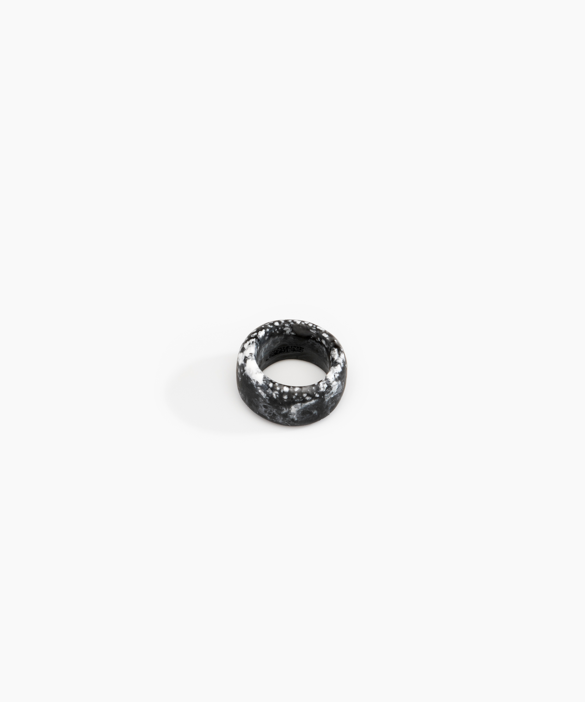 Dinosaur Designs Band Ring Rings in Black Marble Colour resin with Wide Fit