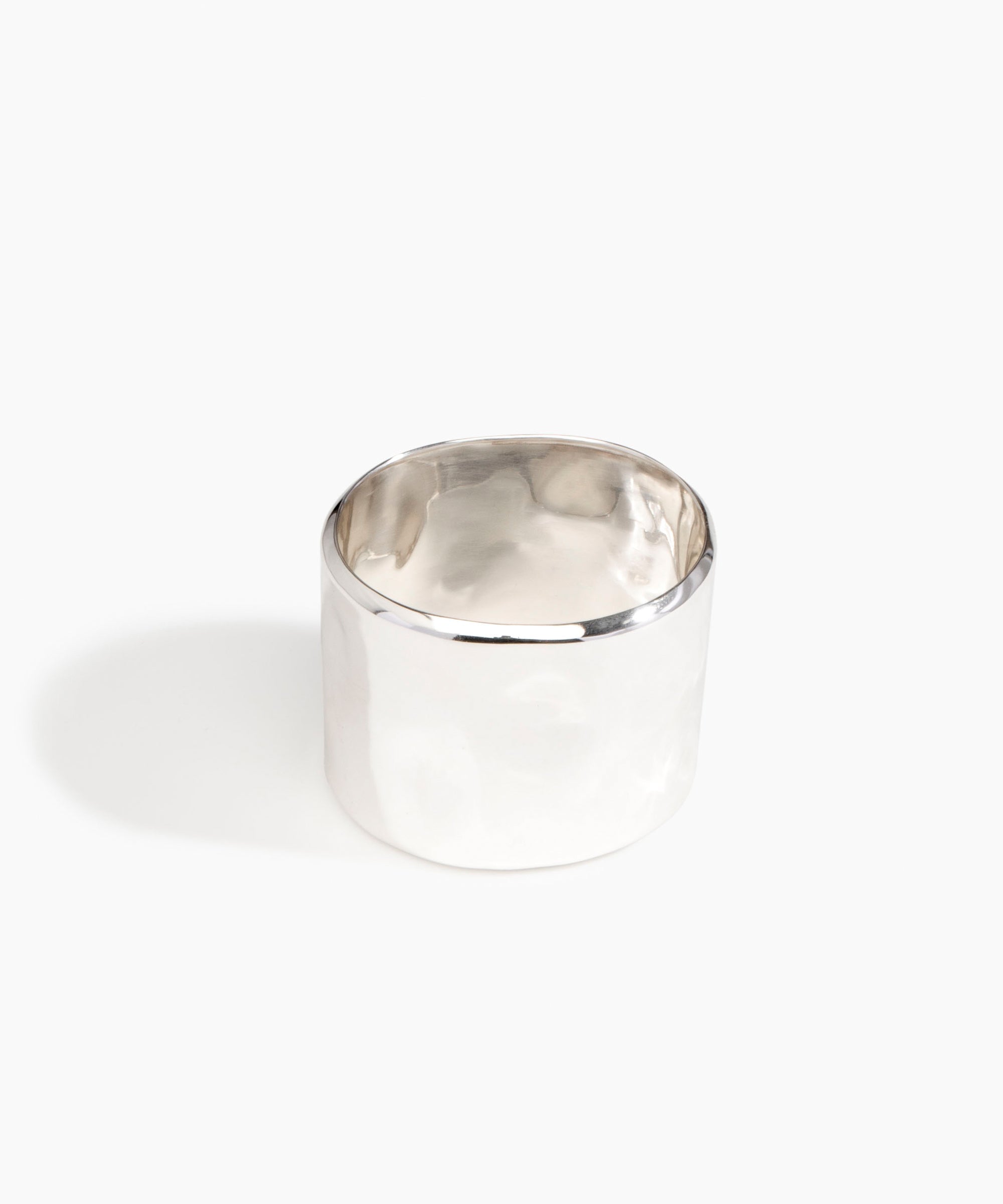 LO Collections Wide Dimpled Bangle in Silver-Plated Brass Material