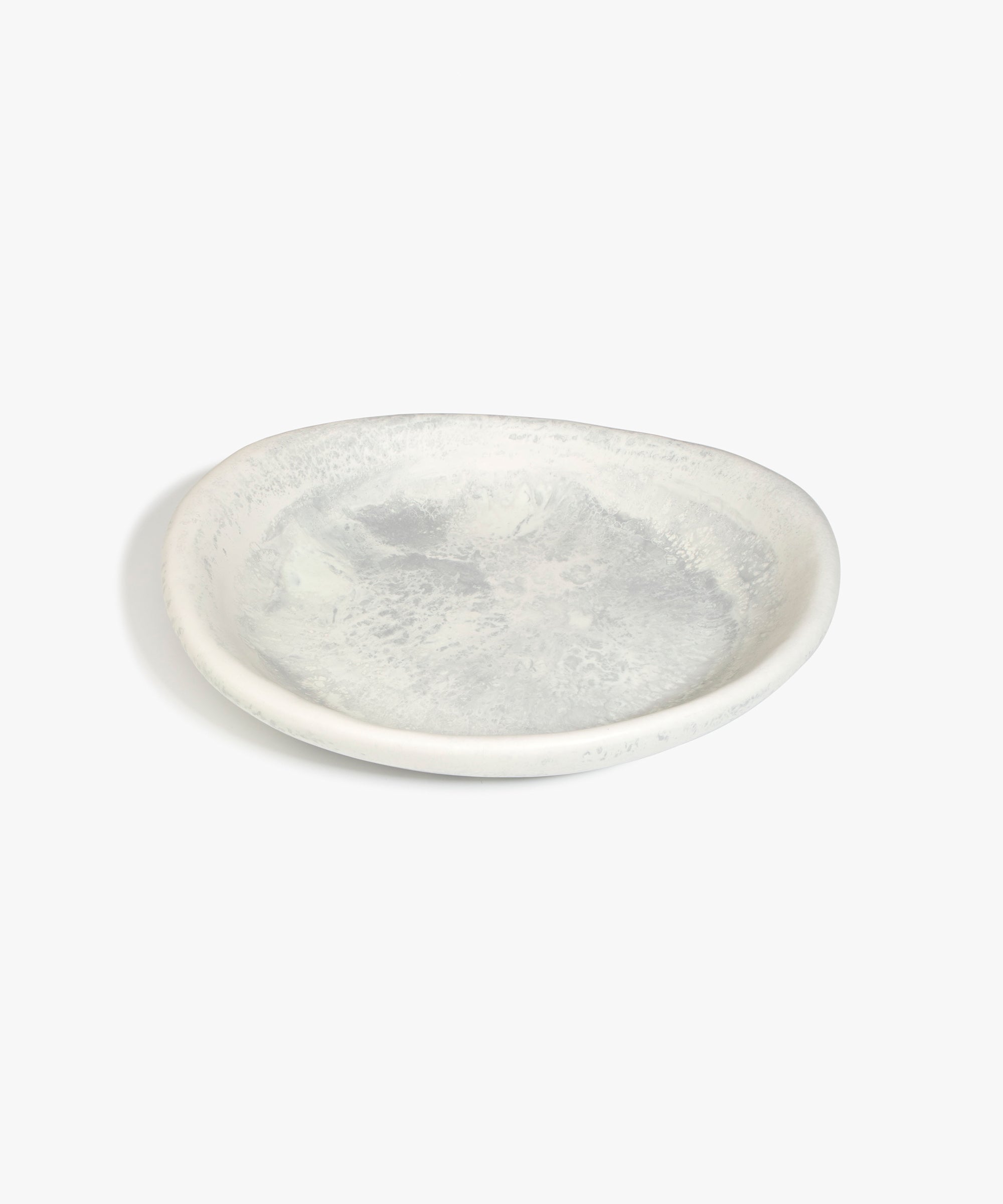 Dinosaur Designs Large Bones Bowl in Cloud — handmade marbled cream and grey resin shallow serving bowl with a rounded organic form