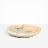 Dinosaur Designs Large Bones Bowl in Sandy Pearl —  handmade marbled beige, grey and pearlescent resin shallow serving bowl with a rounded organic form