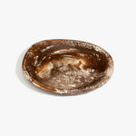 Dinosaur Designs Medium Bones Bowl in Cappuccino — mid sized handmade marbled brown and cream resin shallow serving bowl with a rounded organic form..