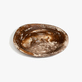 Dinosaur Designs Medium Bones Bowl in Cappuccino — mid sized handmade marbled brown and cream resin shallow serving bowl with a rounded organic form..