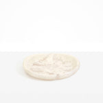 Dinosaur Designs Medium Bones Bowl in Chalk Swirl — mid sized handmade marbled off white resin shallow serving bowl with a rounded organic form