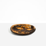 Dinosaur Designs Medium Bones Bowl in Dark Horn — mid sized handmade marbled brown and gold resin shallow serving bowl with a rounded organic form