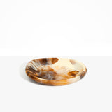 Dinosaur Designs Medium Bones Bowl in Light Horn — mid sized handmade marbled brown and cream resin shallow serving bowl with a rounded organic form