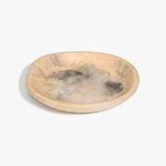 Dinosaur Designs Medium Bones Bowl in Sandy Pearl — mid sized handmade marbled beige, grey and pearlescent resin shallow serving bowl with a rounded organic form
