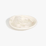 Dinosaur Designs Small Bones Bowl in Chalk Swirl — small handmade marbled off-white resin shallow serving bowl with a rounded organic form