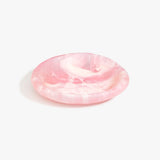 Dinosaur Designs Small Bones Bowl in Shell Pink — small handmade marbled pink resin shallow serving bowl with a rounded organic form