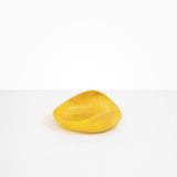 Dinosaur Designs Small Leaf Bowl in Honeycomb — handcrafted marbled yellow resin bowl with curved organic form
