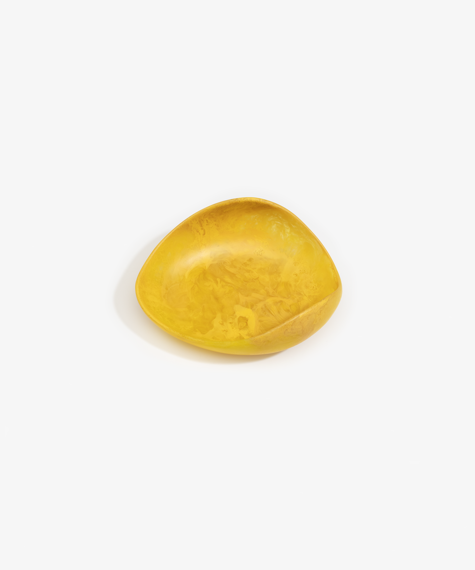 Dinosaur Designs Small Leaf Bowl in Honeycomb — handcrafted marbled yellow resin bowl with curved organic form