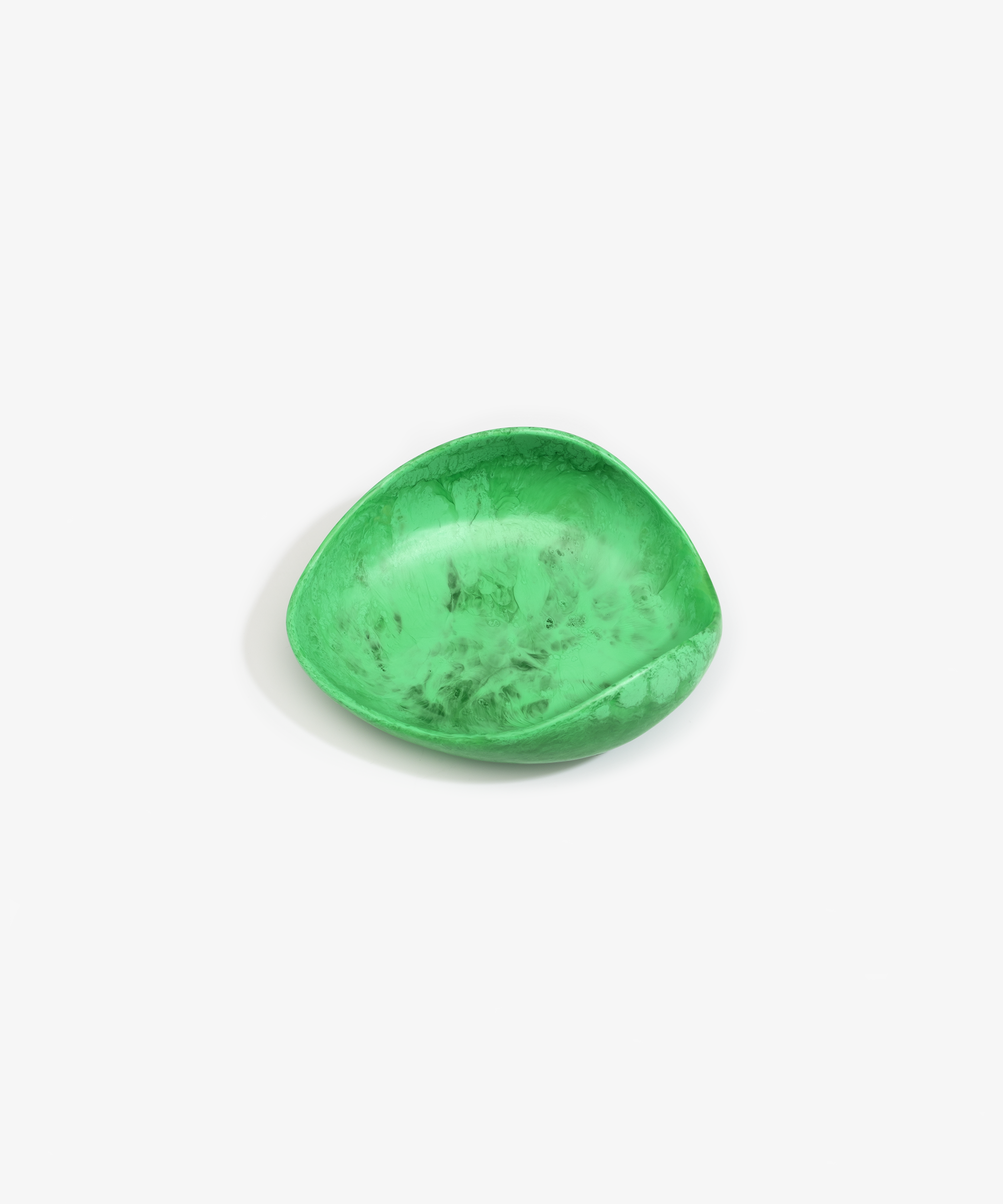 Dinosaur Designs Small Leaf Bowl in Leaf — handcrafted marbled green resin bowl with curved organic form