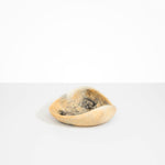 Dinosaur Designs Small Leaf Bowl in Sandy Pearl — handcrafted marbled beige, grey and pearlescent resin bowl with curved organic form