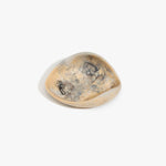 Dinosaur Designs Small Leaf Bowl in Sandy Pearl — handcrafted marbled beige, grey and pearlescent resin bowl with curved organic form