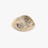 Dinosaur Designs Small Leaf Bowl in Sandy Pearl — handcrafted marbled beige, grey and pearlescent resin bowl with curved organic form