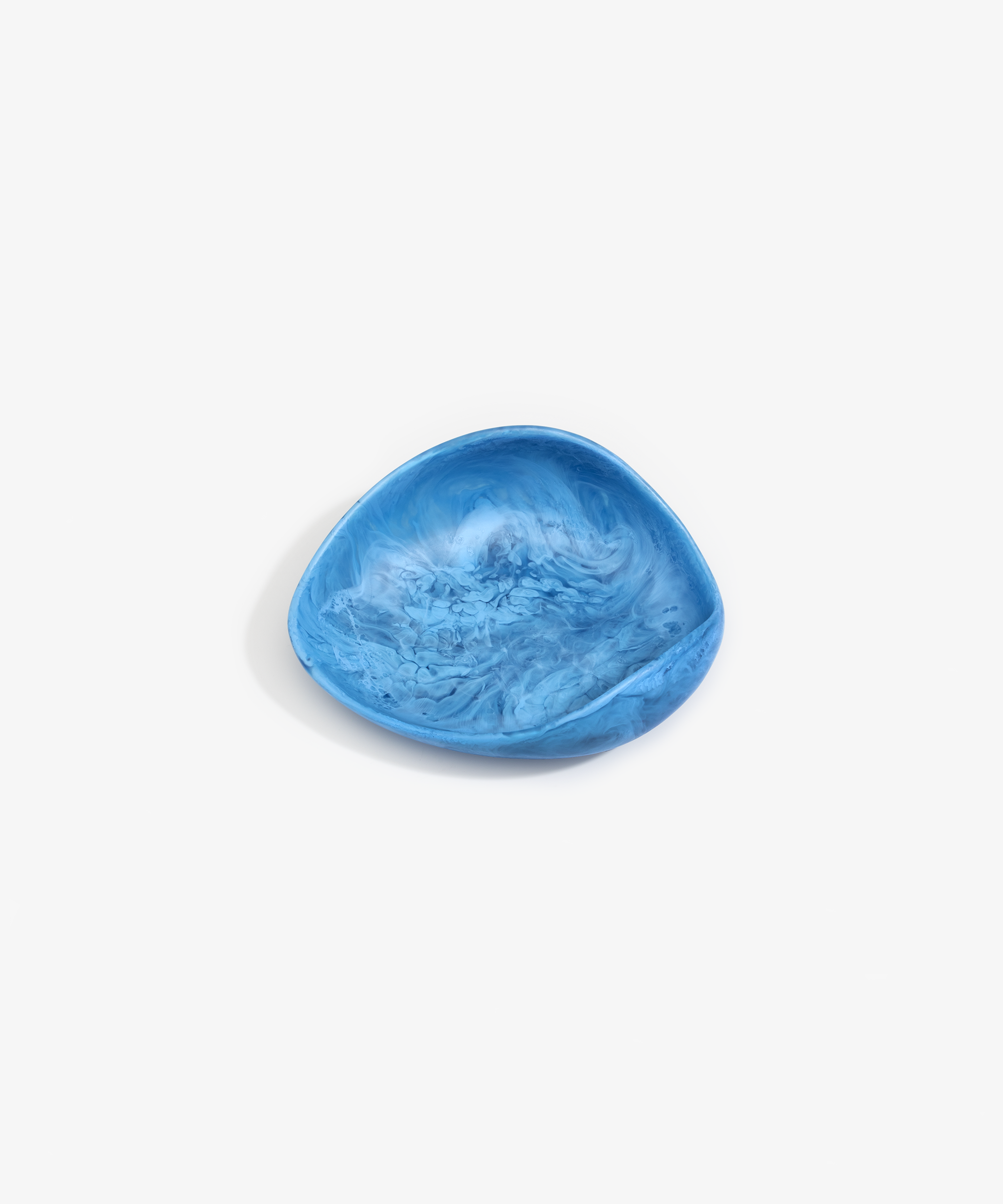 Dinosaur Designs Small Leaf Bowl in Sky — handcrafted marbled blue resin bowl with curved organic form