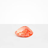 Dinosaur Designs Small Leaf Bowl in Strawberry — handcrafted marbled red and cream resin bowl with curved organic form