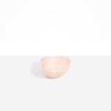 Dinosaur Designs Petal Dessert Bowl in Rose Swirl — handcrafted marbled dusty pink resin bowl with curved form and pinched organic rim