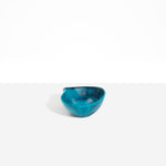 Dinosaur Designs Petal Dessert Bowl in Turquoise — handcrafted marbled teal blue resin bowl with curved form and pinched organic rim