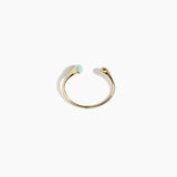 Dinosaur Designs Polished Lotus Cuff in Mint with Brass — open brass cuff bracelet with asymmetric marbled mint blue resin and polished brass teardrop