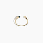Dinosaur Designs Polished Lotus Cuff in Turquoise with Brass — open brass cuff bracelet with asymmetric marbled teal blue resin and polished brass teardrop