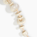 Dinosaur Designs Drift Choker in Chalk Swirl with Plated-Silver — marbled off-white resin pebble beads on a wood silk cord with silver-plated end cap