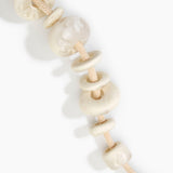 Dinosaur Designs Drift Choker in Chalk Swirl with Plated-Silver — marbled off-white resin pebble beads on a wood silk cord with silver-plated end cap