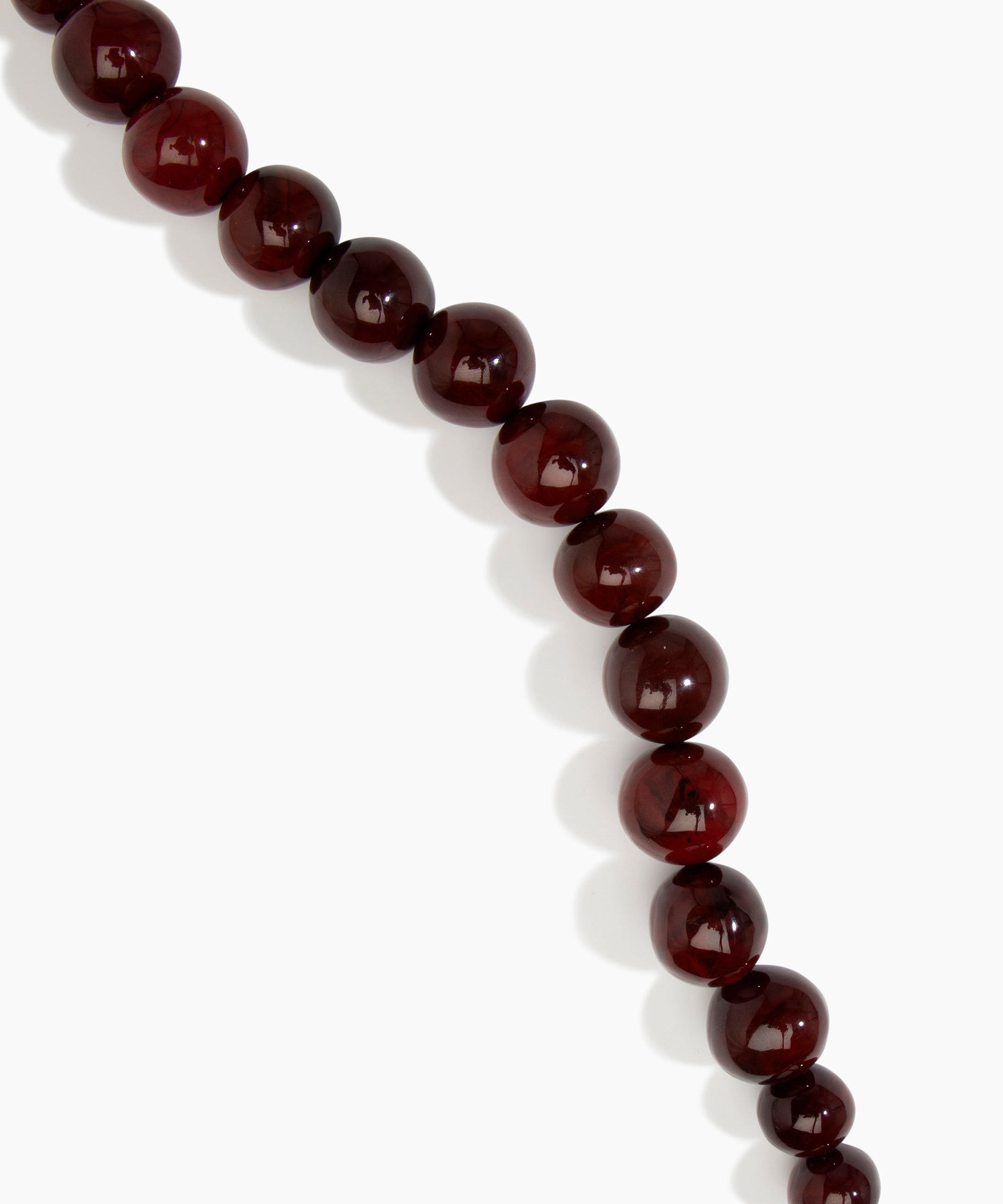 Dinosaur Designs Polished Organic Ball Choker in Crimson — handcrafted marbled scarlet red and clear polished resin graduating bead choker necklace with brass t-bar clasp