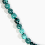 Dinosaur Designs Polished Organic Ball Necklace in Lichen — handcrafted marbled teal green and black polished resin graduating bead necklace with silver t-bar clasp.