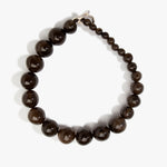 Dinosaur Designs Polished Organic Ball Choker in Cocoa — handcrafted marbled brown and transparent polished resin graduating bead choker necklace with silver t-bar clasp.