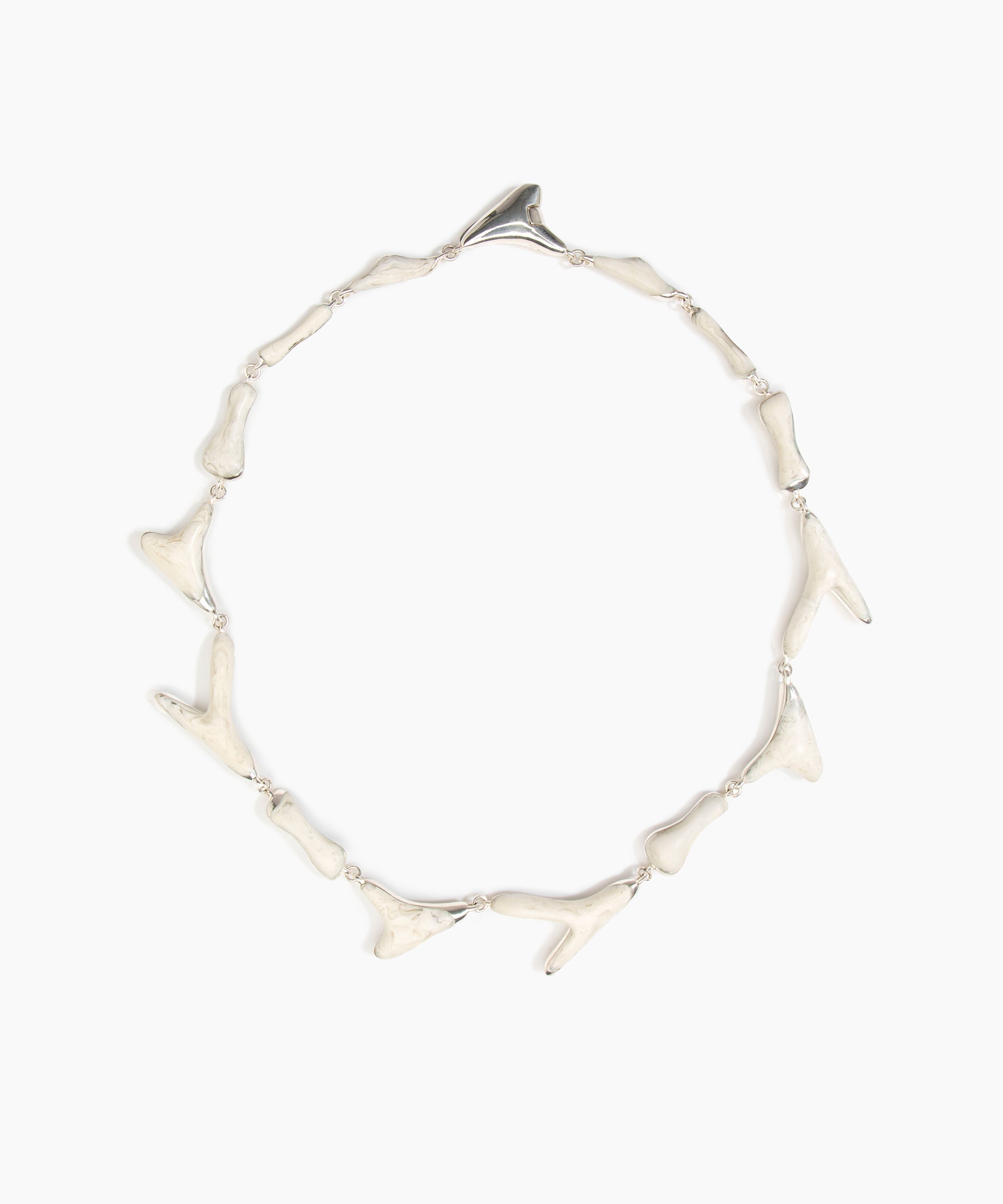Dinosaur Designs Bones Choker in Chalk Swirl Colour resin with Silver-Plated Brass Material