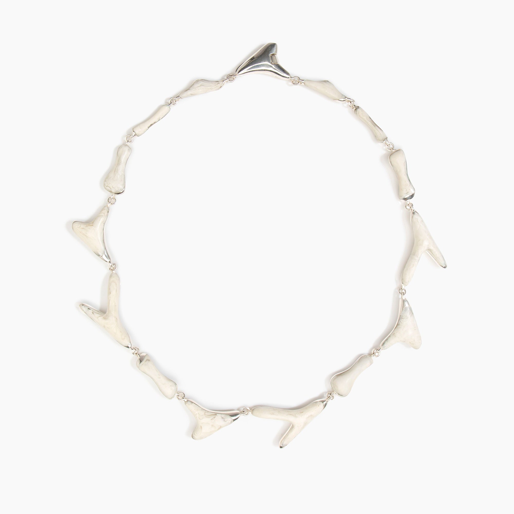 Dinosaur Designs Bones Choker in Chalk Swirl Colour resin with Silver-Plated Brass Material.