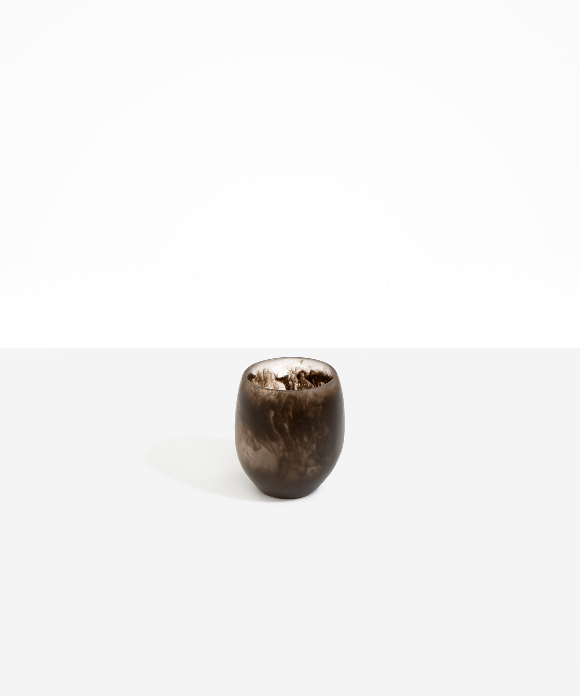 Dinosaur Designs Large Rock Cup in Cocoa — handcrafted marbled brown and clear resin cup with rounded bulbous form and open organic rim